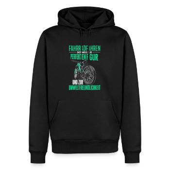 Cooles Mountainbiker Biker Fahrrad Motiv - Männer Premium Bio Hoodie - Schwarz - Vorne - Nico (187cm)