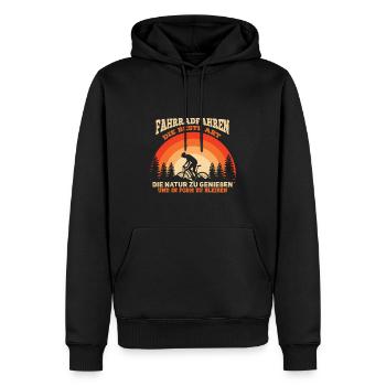 Cooles Mountainbiker Biker Fahrrad Motiv - Männer Premium Bio Hoodie - Schwarz - Vorne - Nico (187cm)