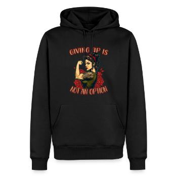 Aufgeben ist keine Option starke Frau - Männer Premium Bio Hoodie - Schwarz - Vorne - Nico (187cm)