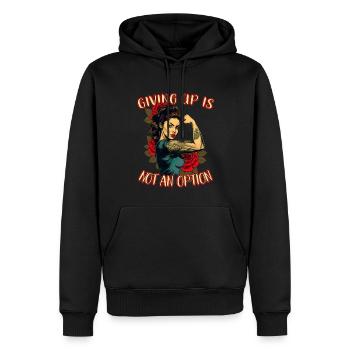 Aufgeben ist keine Option starke Frau - Männer Premium Bio Hoodie - Schwarz - Vorne - Nico (187cm)