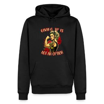 Abandonner n’est pas une option femme forte - Sweat à capuche Premium bio Homme - noir - Devant - Nico (187cm)