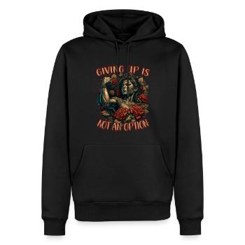 Aufgeben ist keine Option starke Frau - Männer Premium Bio Hoodie - Schwarz - Vorne - Nico (187cm)