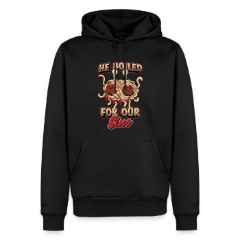 Fliegendes Spaghettimonster Pastafari - Männer Premium Bio Hoodie - Schwarz - Vorne - Nico (187cm)