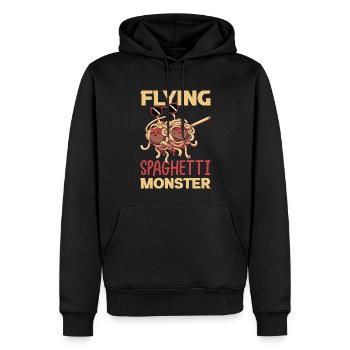 Fliegendes Spaghettimonster betupfen - Männer Premium Bio Hoodie - Schwarz - Vorne - Nico (187cm)