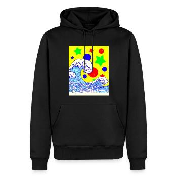 Clowncore Aesthetic Great Wave Off Kanagawa - Men’s Premium Organic Hoodie - black - Front - Nico (187cm)