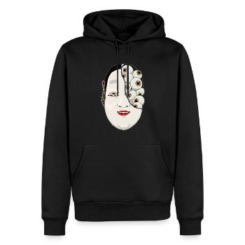 Angura Kei Masque Nô Esthétique Japonaise Foncée - Sweat à capuche Premium bio Homme - noir - Devant - Nico (187cm)