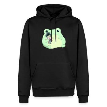 Angura Kei Esthétique japonaise foncée Grenouille Kawaii - Sweat à capuche Premium bio Homme - noir - Devant - Nico (187cm)