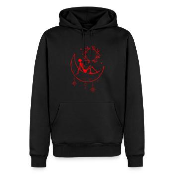 Bohême Esthétique Gothique Squelette Soleil et Lune - Sweat à capuche Premium bio Homme - noir - Devant - Nico (187cm)