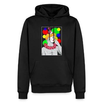 Clowncore Esthétique David Statue Party Clown - Sweat à capuche Premium bio Homme - noir - Devant - Nico (187cm)
