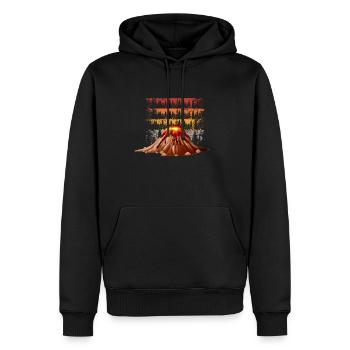 Vulkan Geologie Natur Illustration Motiv - Männer Premium Bio Hoodie - Schwarz - Vorne - Nico (187cm)