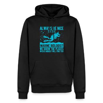 Drôle de biologiste marin Biologie marine - Sweat à capuche Premium bio Homme - noir - Devant - Nico (187cm)