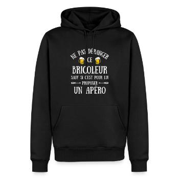 bricoleur apéro humour bricolage homme idée cadeau - Sweat à capuche Premium bio Homme - noir - Devant - Nico (187cm)