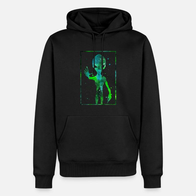 Cryptidcore Estetica Alieno Extraterrestre - Felpa con cappuccio ecologica premium da uomo - nero