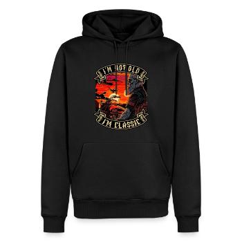 Je ne suis pas vieux je suis motard moto classique - Sweat à capuche Premium bio Homme - noir - Devant - Nico (187cm)