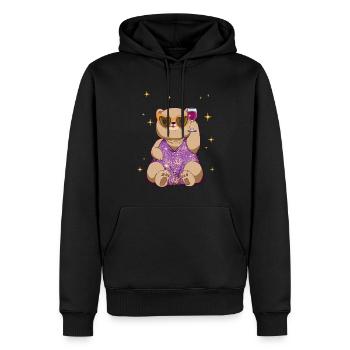 Boujee Aesthetic Kawaii Bear Wine Bougie - Männer Premium Bio Hoodie - Schwarz - Vorne - Nico (187cm)