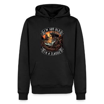 Je ne suis pas vieux Je suis un amoureux des bateaux classiques - Sweat à capuche Premium bio Homme - noir - Devant - Nico (187cm)