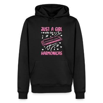 Just a girl who loves the harmonica Mundh - Men’s Premium Organic Hoodie - black - Front - Nico (187cm)