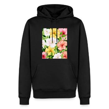 Coconut Girl Aesthetic Hibiscus Pattern - Männer Premium Bio Hoodie - Schwarz - Vorne - Nico (187cm)