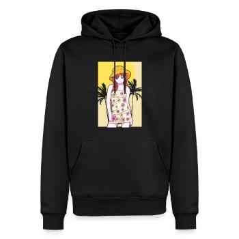 Coconut Girl Esthétique Anime Girl Summer Beach - Sweat à capuche Premium bio Homme - noir - Devant - Nico (187cm)