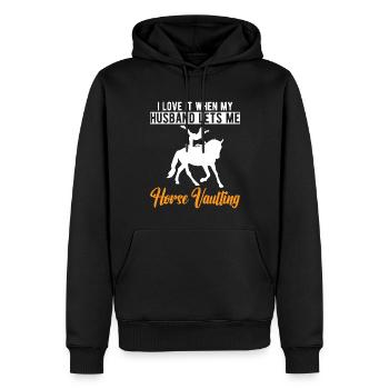 Lustige Reiterin Pferd Voltigieren Ehefrau - Männer Premium Bio Hoodie - Schwarz - Vorne - Nico (187cm)