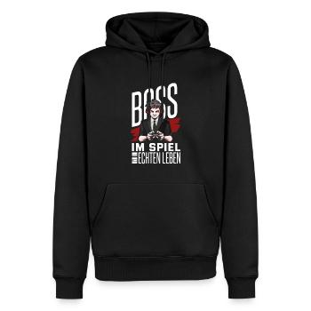 Cooles Gaming Zocker Spruch Design - Männer Premium Bio Hoodie - Schwarz - Vorne - Nico (187cm)