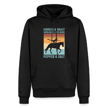 Lustiges Reitpferd Voltigieren Retro - Männer Premium Bio Hoodie - Schwarz - Vorne - Nico (187cm)