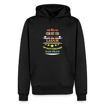 Niemand ist perfekt Lauch farbe - Männer Premium Bio Hoodie - Schwarz - Vorne - Nico (187cm)
