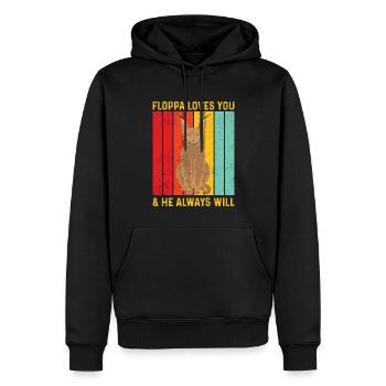 Big Floppa Caracal Retro - Sweat à capuche Premium bio Homme - noir - Devant - Nico (187cm)