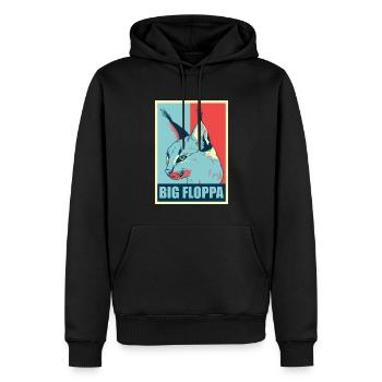 Big Floppa Karakal Katze Meme Retro - Männer Premium Bio Hoodie - Schwarz - Vorne - Nico (187cm)
