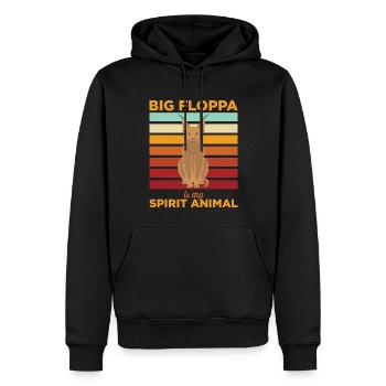 Big Floppa Caracal Cat Meme - Sweat à capuche Premium bio Homme - noir - Devant - Nico (187cm)