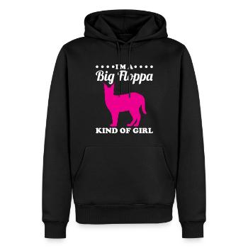 Big Floppa Caracal Cat Meme - Sweat à capuche Premium bio Homme - noir - Devant - Nico (187cm)