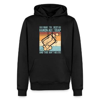 Production de savon Fabricant de savon - Sweat à capuche Premium bio Homme - noir - Devant - Nico (187cm)