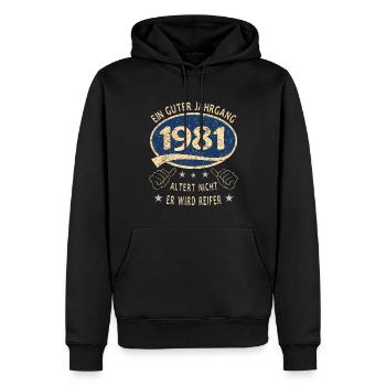 42. Geburtstag 1981 Guter Jahrgang - Männer Premium Bio Hoodie - Schwarz - Vorne - Nico (187cm)