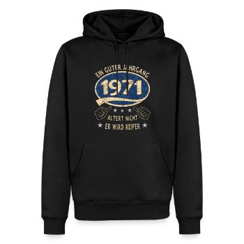 52. Geburtstag 1971 Guter Jahrgang - Männer Premium Bio Hoodie - Schwarz - Vorne - Nico (187cm)