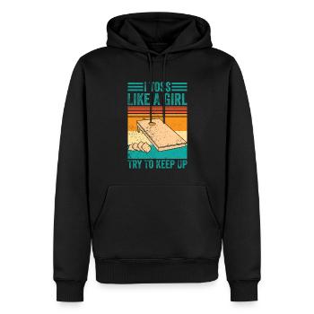 Drôle de trou de maïs - Sweat à capuche Premium bio Homme - noir - Devant - Nico (187cm)