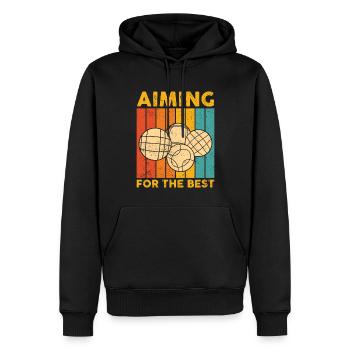 Drôle de boule de boccia rétro - Sweat à capuche Premium bio Homme - noir - Devant - Nico (187cm)