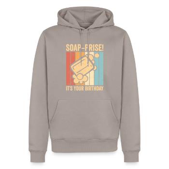 Fabricant de savon amusant - Sweat à capuche Premium bio Homme - taupe - Devant - Nico (187cm)