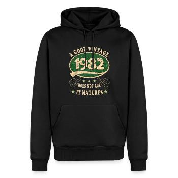 41ème anniversaire 1982 '41 Bon millésime - Sweat à capuche Premium bio Homme - noir - Devant - Nico (187cm)
