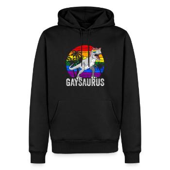 Gay Pride Drapeau arc-en-ciel Dinosaure Tr - Sweat à capuche Premium bio Homme - noir - Devant - Nico (187cm)