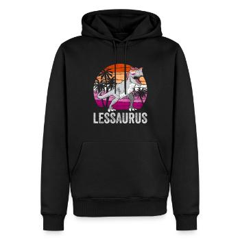 Lesbian Pride Flag Dinosaur Trex LGBTQ - Sweat à capuche Premium bio Homme - noir - Devant - Nico (187cm)