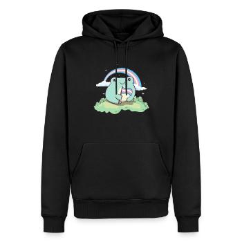 Transgender Pride Trans Flag Frog Subtle LGBTQ - Men’s Premium Organic Hoodie - black - Front - Nico (187cm)