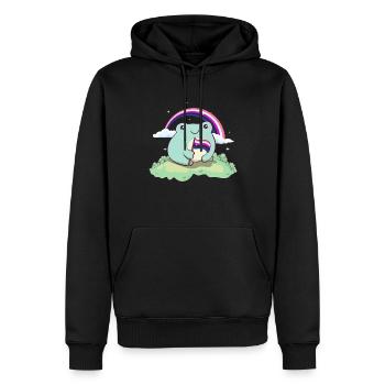 Genre Fluid Pride Flag Mignon Grenouille subtile LGB - Sweat à capuche Premium bio Homme - noir - Devant - Nico (187cm)