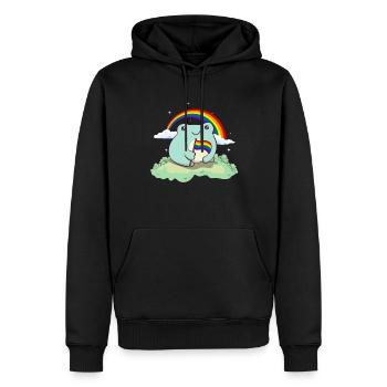 Gay Pride Rainbow Flag Mignonne Grenouille - Sweat à capuche Premium bio Homme - noir - Devant - Nico (187cm)