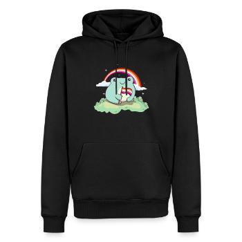 Lesbian Pride Flag Cute Frog Subtle LGBTQ - Men’s Premium Organic Hoodie - black - Front - Nico (187cm)