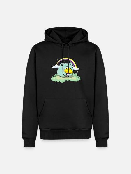 Nicht binär Stolz Flagge niedlich Frosch Pilz subt - Männer Premium Bio Hoodie - Schwarz