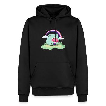 Gender Fluid Pride Flag Cute Frog Mushroom Subtle - Männer Premium Bio Hoodie - Schwarz - Vorne - Nico (187cm)