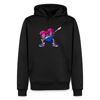 Bi Pride Bisexual Flag Saint-Valentin Coeur - Sweat à capuche Premium bio Homme - noir - Devant - Nico (187cm)