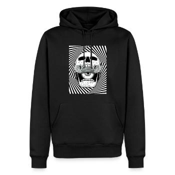 Weirdcore Ästhetischer Totenkopf Augapfel Flügel - Männer Premium Bio Hoodie - Schwarz - Vorne - Nico (187cm)