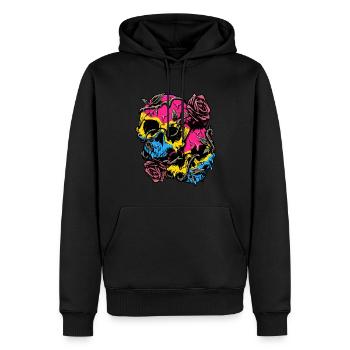 Pansexual Pride Pan Flag Skull Roses Subtil LGBTQ - Männer Premium Bio Hoodie - Schwarz - Vorne - Nico (187cm)