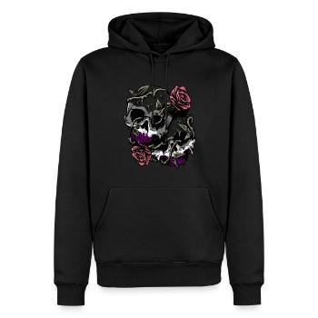 Asexual Pride Ace Flag Skull Roses Subtil LGBTQ - Sweat à capuche Premium bio Homme - noir - Devant - Nico (187cm)